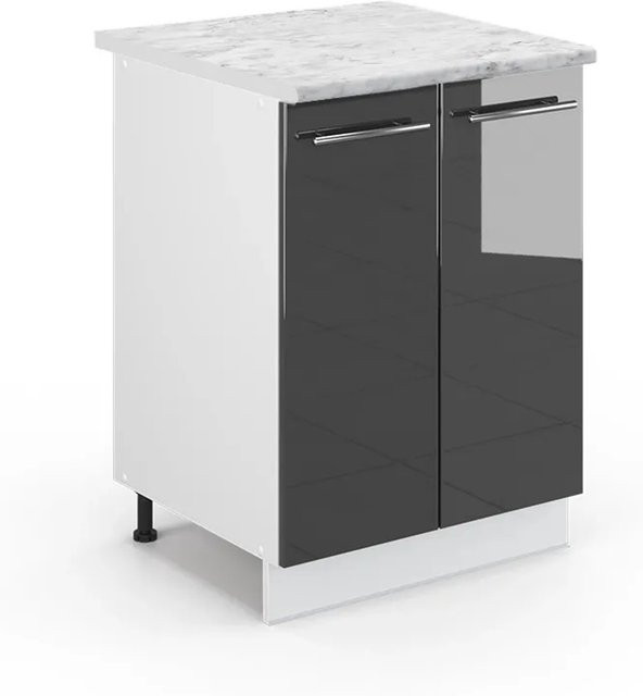 Vicco Küchenunterschrank Fame-Line Anthrazit Hochglanz Weiß B: 60 cm, T: 60 cm, H: 82 cm - Bild 1