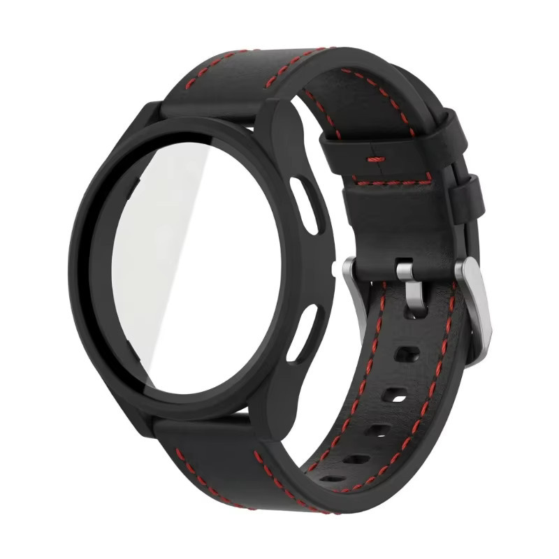 JBAILI Uhrenarmband Leder, Schwarz, Samsung Galaxy Watch Zubehör - Bild 2