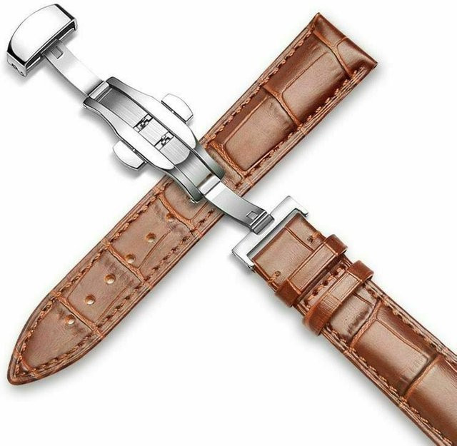 Vuittamins Uhrenarmband-Set, Leder, Edelstahl, 22 mm, grau, Unisex - Bild 1