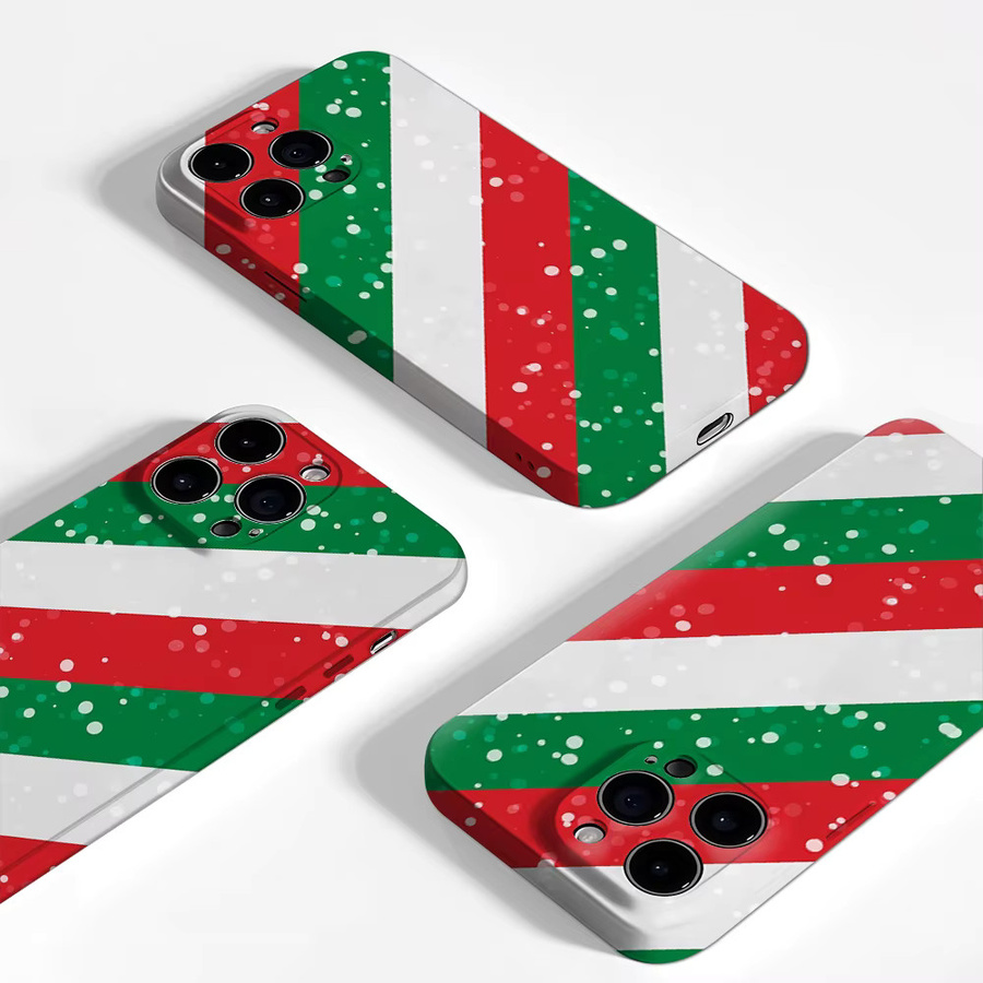 Weihnachten gestreifte Sparkle Handyhülle für Apple iPhone 17 16 15 14 13 12 11 Pro Max Plus mit doppelschichtiger Rückseite in Multicolour - Bild 3