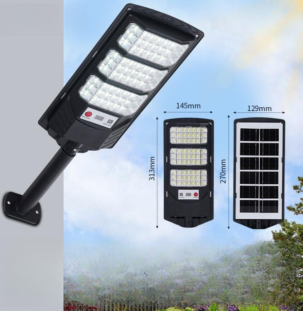 Lanzhong Solar-LED-Außenleuchte mit 3 Köpfen, Bewegungssensor und Fernbedienung, Schwarz, IP65 wasserdicht - Bild 1