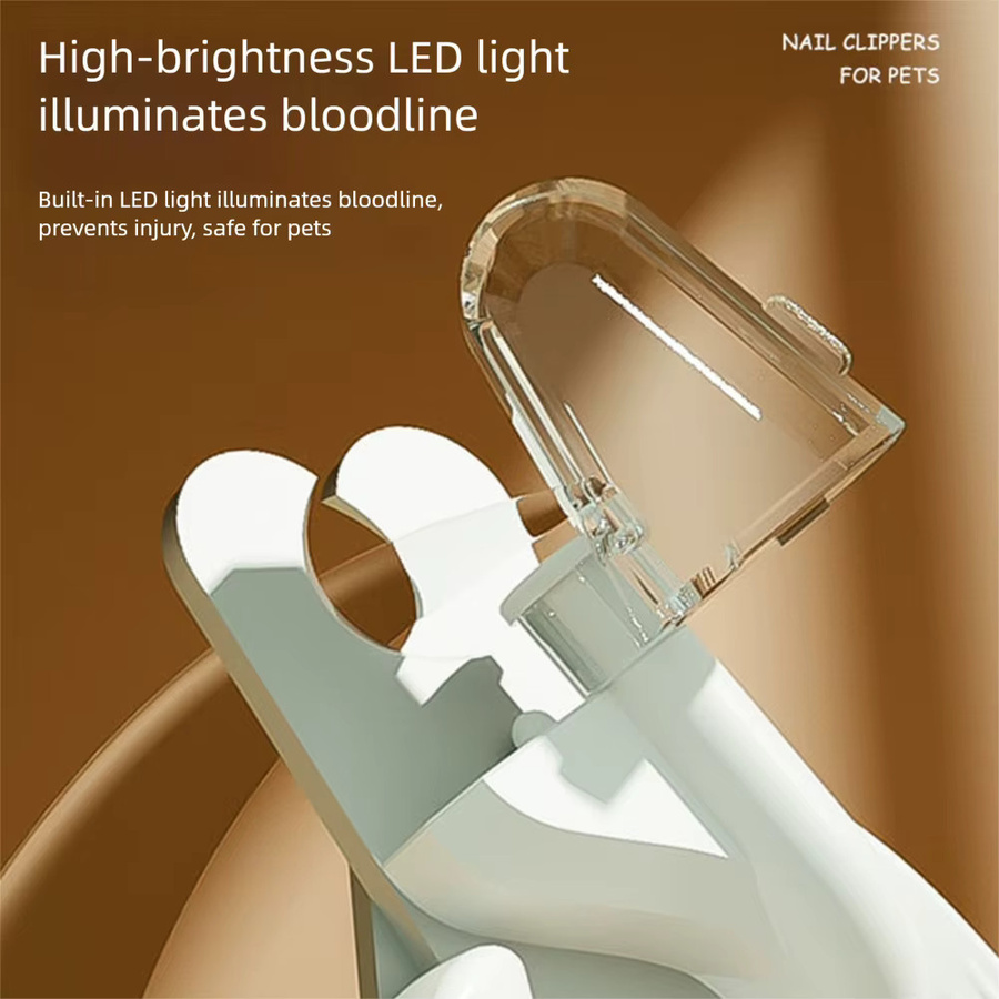 PEAKINBAGS Haustier-Nagelknipser mit LED-Licht und Spritzschutz in Weiß für kleine und mittelgroße Hunde und Katzen - Bild 3