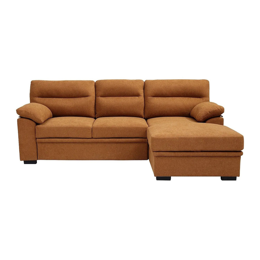 Vente-unique Schlafsofa Ulenio in Terracotta, L-Form mit Stoffbezug, Breite: 234 cm, Tiefe: 158 cm, Höhe: 95 cm - Bild 2