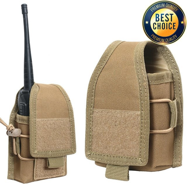 Taktische Molle Walkie Talkie Tasche aus 1000D Nylon in Beige für Outdoor, Jagd und Klettern - Bild 1