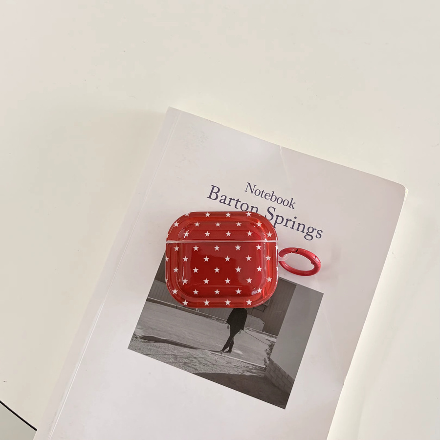 Transparente Kopfhörerhülle mit Stern- und Tetragonum-Motiv in Rot-Weiß für Apple AirPods Pro 1 2 3 4 - Bild 2