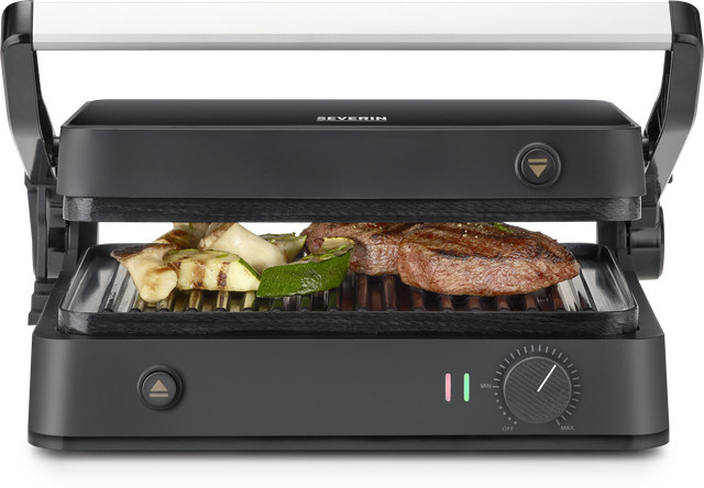 Severin SEVINI Lite KG 2398 Kontaktgrill mit Keramikplatten in Schwarz/Silber - Bild 3