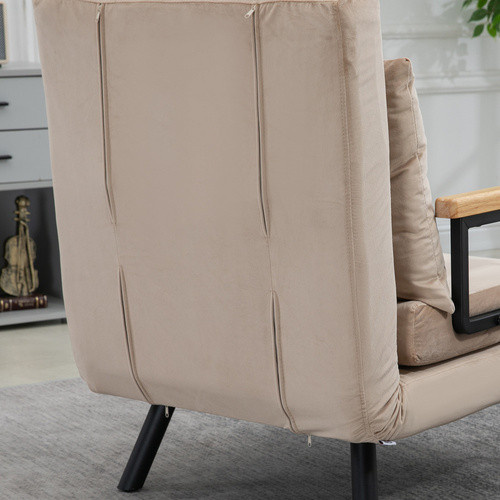 HOMCOM Schlafsofa mit Schlaffunktion in Beige aus Samt und Polyester mit Stahlrahmen und Armlehnen, B/T/H: 73 x 63 x 81 cm - Bild 3