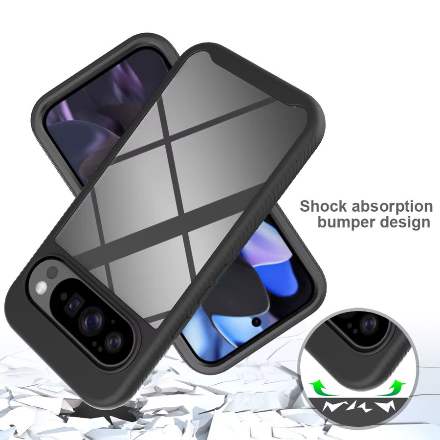Robuste 2in1 Hybrid Schutzhülle aus TPU und PC für Google Pixel 10, 9, 8, 7, 6 Pro XL A in Transparent Schwarz - Bild 6