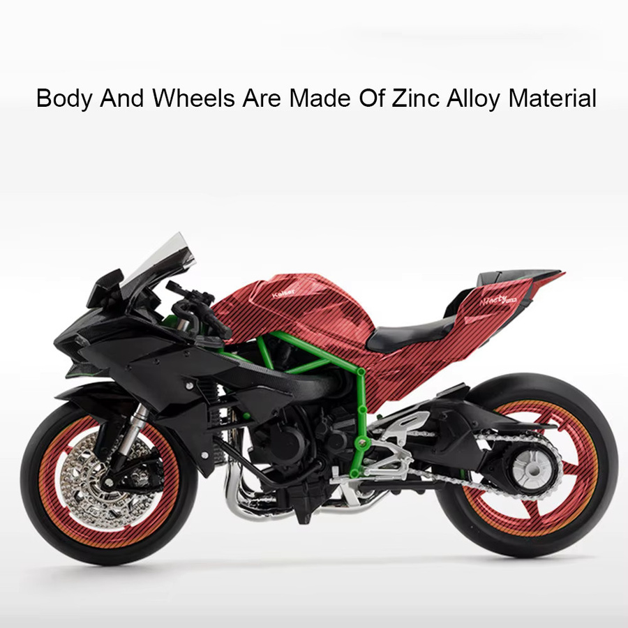 MAKEDA Kawasaki H2R ZX-10R Motorrad Modell, 1:12, Metall, mit Licht und Sound - Bild 2