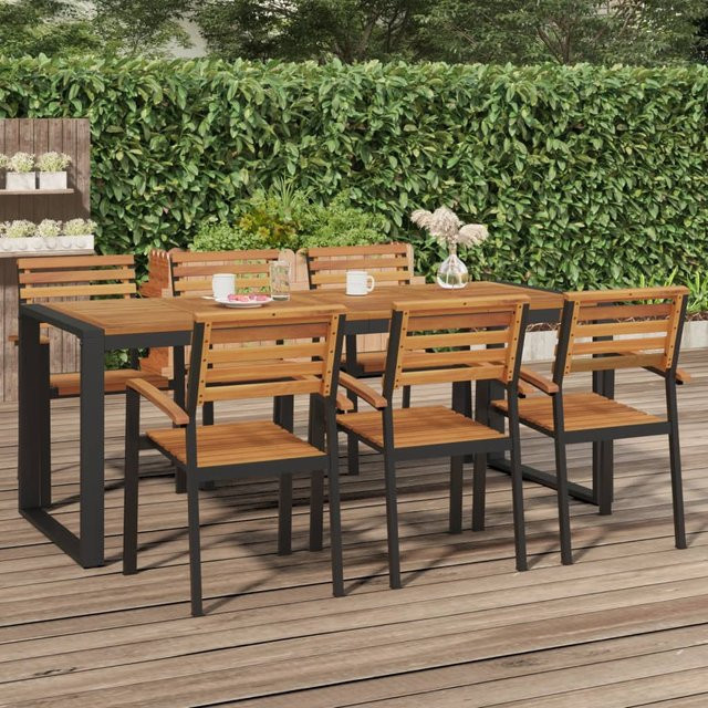 vidaXL Gartentisch aus Akazie Massivholz in Braun mit U-Form Gestell, B/T/H: 200 x 90 x 75 cm - Bild 3