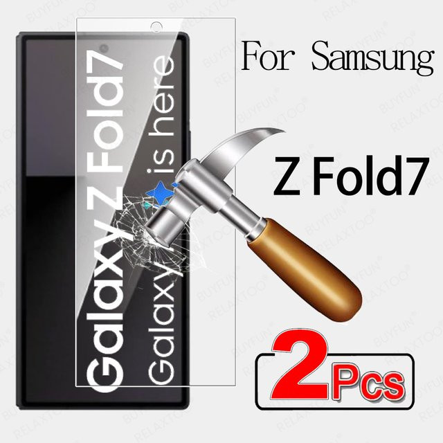 Samsung Galaxy Z Fold 7 und Z Fold 6 5G Displayschutzfolie aus gehärtetem Glas, 2 Stück, transparent - Bild 1
