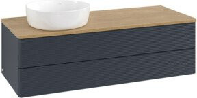 V&B Waschtischunterschrank Antao mit Frontstruktur und Beleuchtung, Eiche lackiert, B/T/H: 120 x 50 x 50 cm - Bild 1