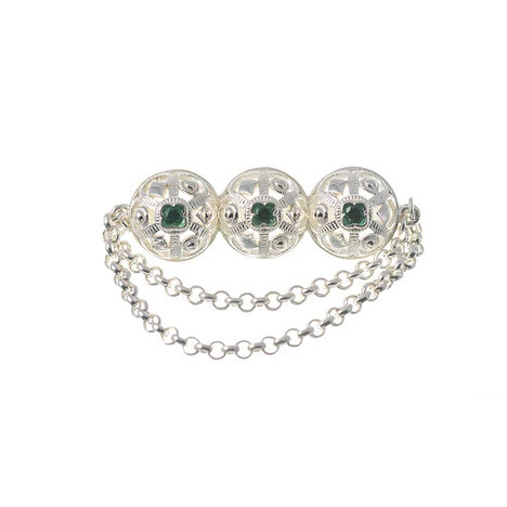 Brosche Goettgen, 925 Silber, grün, Unisex - Bild 1