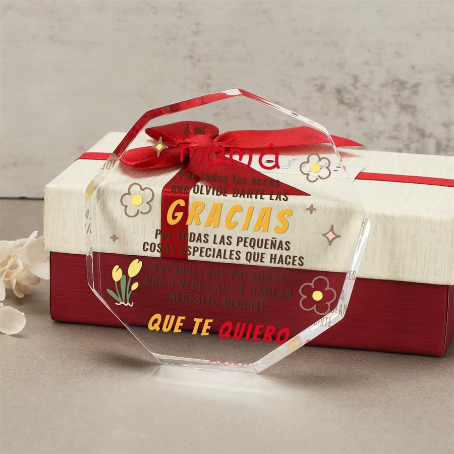Personalisierte Acryl-Plakette von CIFBUY als Geschenk für Mama mit floralem Design in Weiß und Transparent - Bild 3