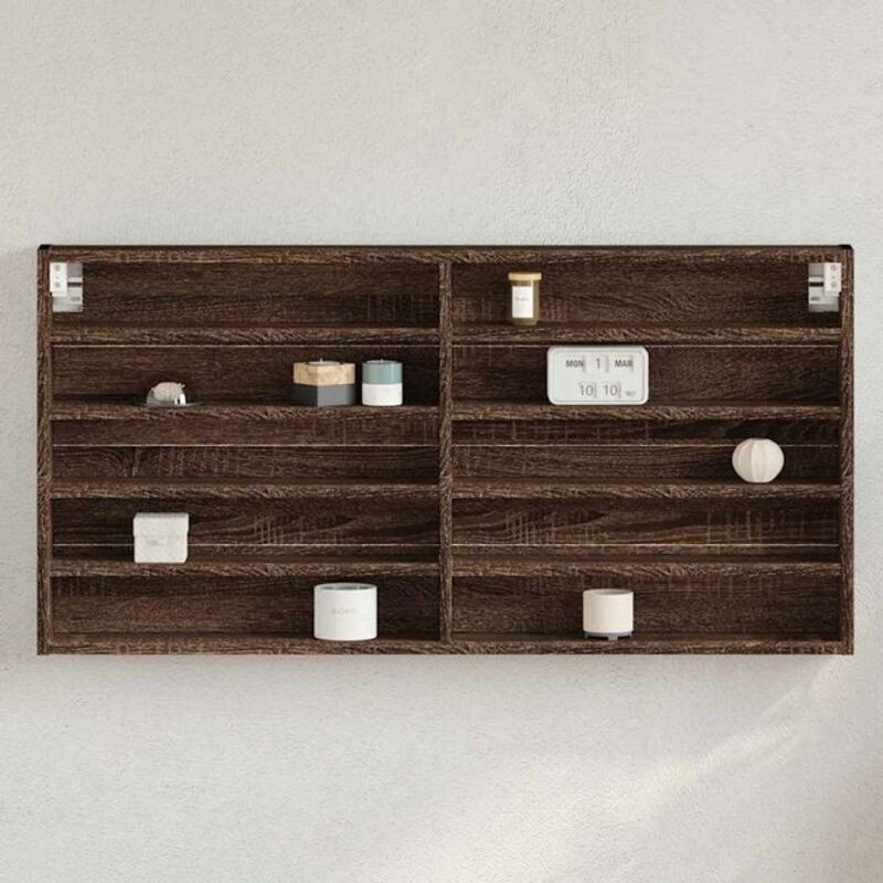 Vidaxl Hängevitrine aus Holzwerkstoff in Braun Eichen-Optik, B: 100 cm, T: 8,5 cm, H: 50 cm - Bild 1