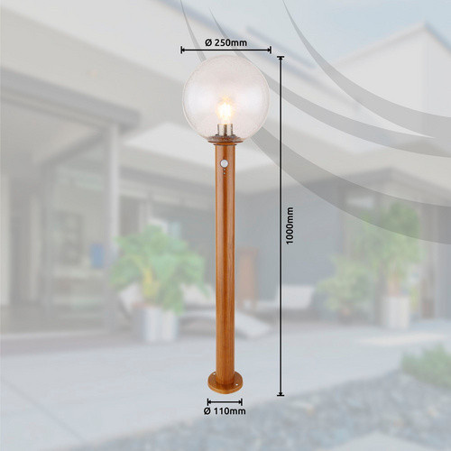 GLOBO LIGHTING Außenleuchte Ossy mit Bewegungsmelder in brauner Holzoptik aus Aluminiumdruckguss, H: 25 cm, B: 100 cm, T: 25 cm - Bild 3