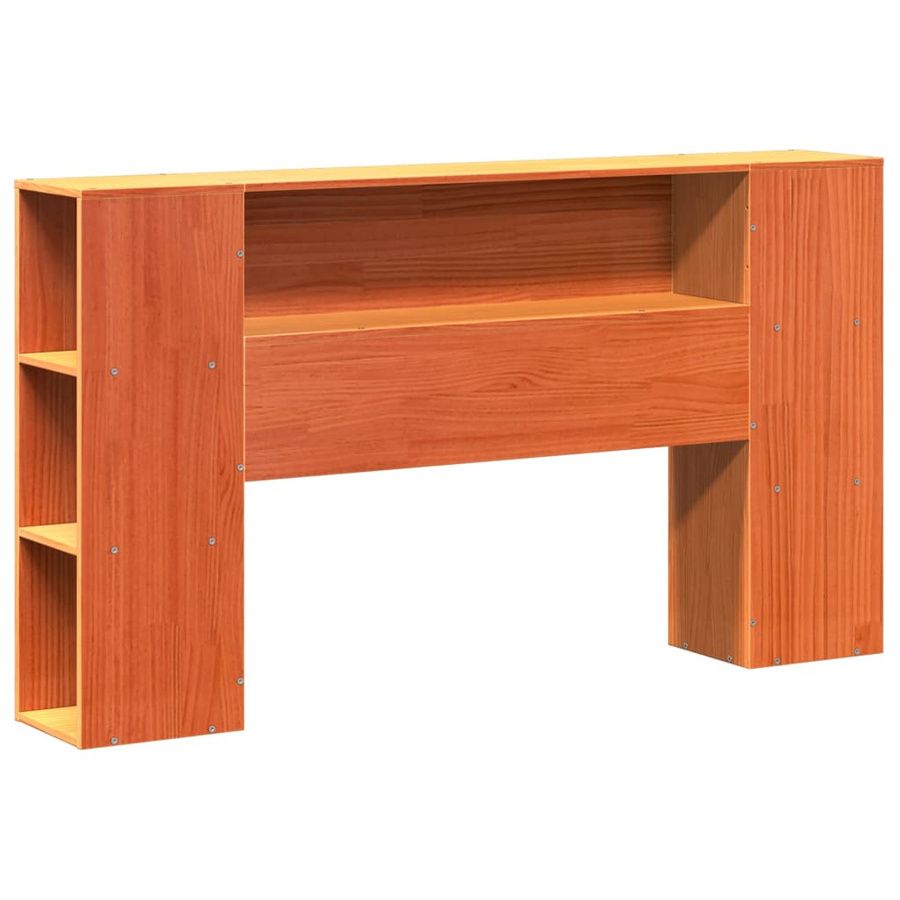 vidaXL Massivholzbett aus Kiefer mit Regal in Braun, B/T/H: 140 x 190 cm - Bild 4