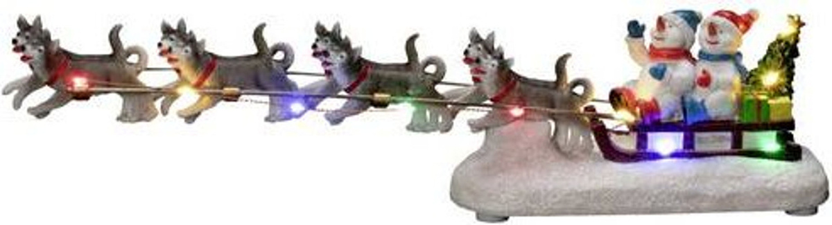 Konstsmide LED-Weihnachtsszenerie Schneemann mit Hundeschlitten, mehrfarbig, Höhe: 37.5 cm, Breite: 8.5 cm, Tiefe: 6.5 cm - Bild 1