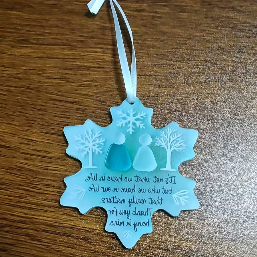DUTRIEUX Weihnachtsbaumschmuck aus Acryl in Schneeflocken-Design, Weiß, Flache Winterdekoration - Bild 4
