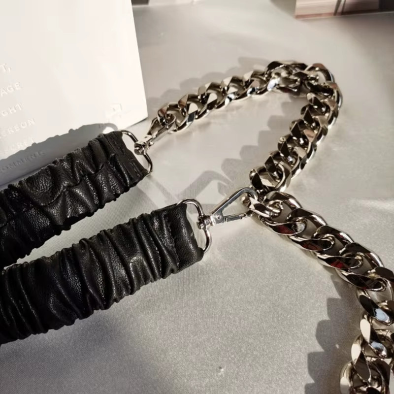 Elastischer Ledergürtel mit Silberkette, Damen - Bild 4