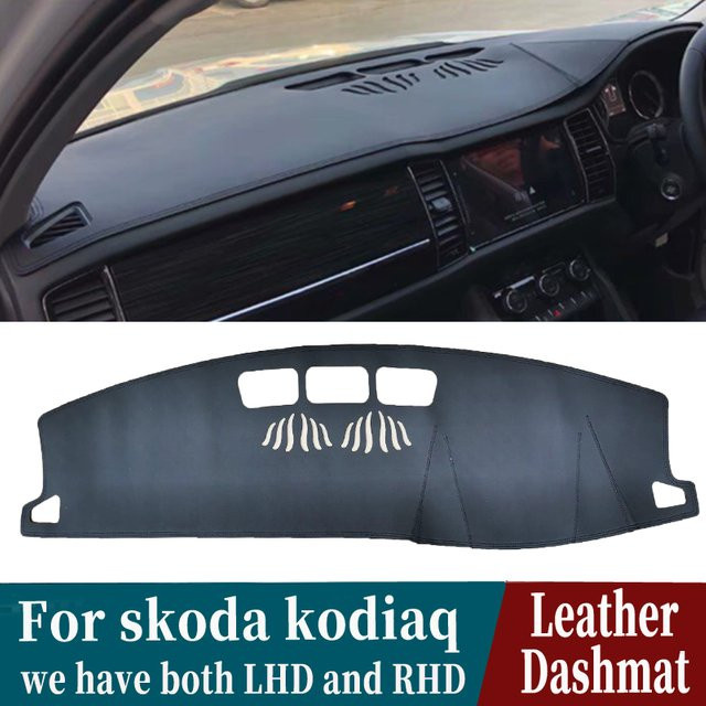 ENJOYTOUR Dashboard Abdeckung aus Leder für Skoda Kodiaq NS7 (2016 - 2022), Farbe: Schwarz - Bild 1