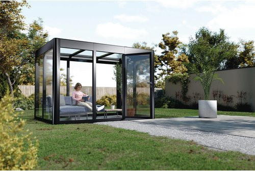 SunElements Gewächshaus SunGarden Infinity 3.2 in Anthrazit-Metallic, B/T/H: 338 x 150 x 229 cm mit Acrylglas und integriertem Dachrinnensystem - Bild 3