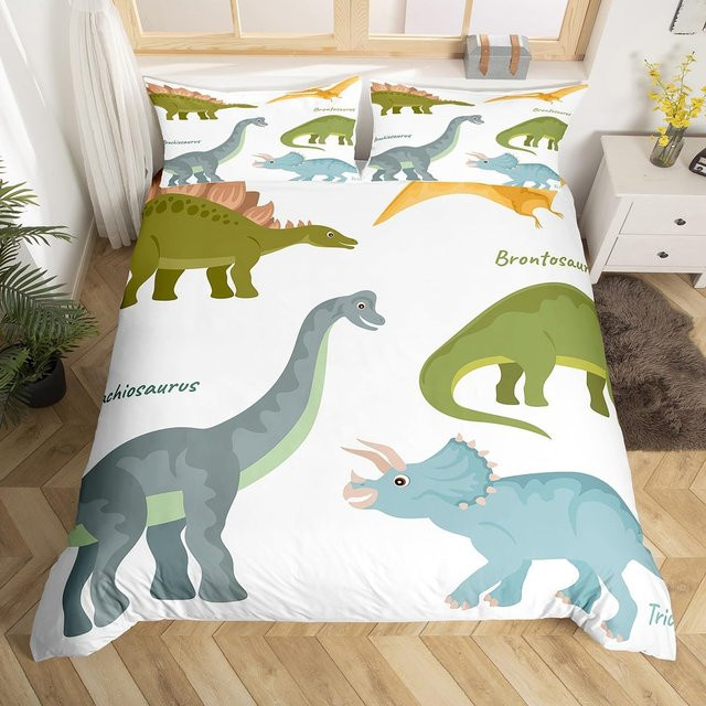 Binchi Outdoor Product Dinosaurier Bettwäscheset für Kinder mit Cartoon Dschungeltieren, Mehrfarbig, B/H: 135 x 200 cm - Bild 1