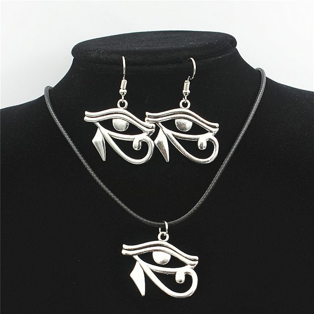 Weyena Schmuckset Auge des Horus, Halskette und Ohrringe, Legierung, Silber, Damen - Bild 1