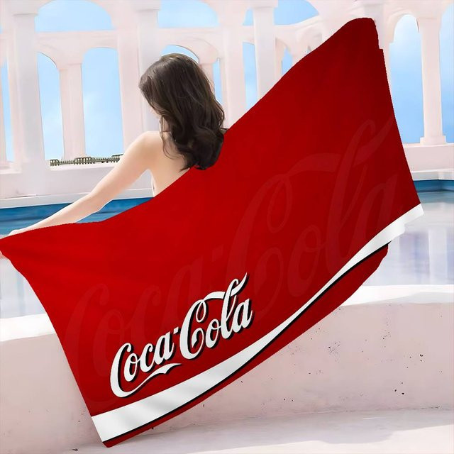 Coca-Cola Mikrofaser Strandtuch in Rot, Saugfähiges und Weiches Handtuch für Yoga, Schwimmen und Sport, Breite: 30 cm, Höhe: 30 cm - Bild 1