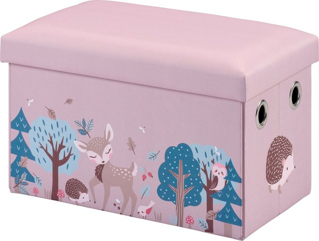 LIVARNO Sitztruhe mit Waldtiermotiv in Pink für das Kinderzimmer, B/T/H: 40 x 30 x 30 cm - Bild 1