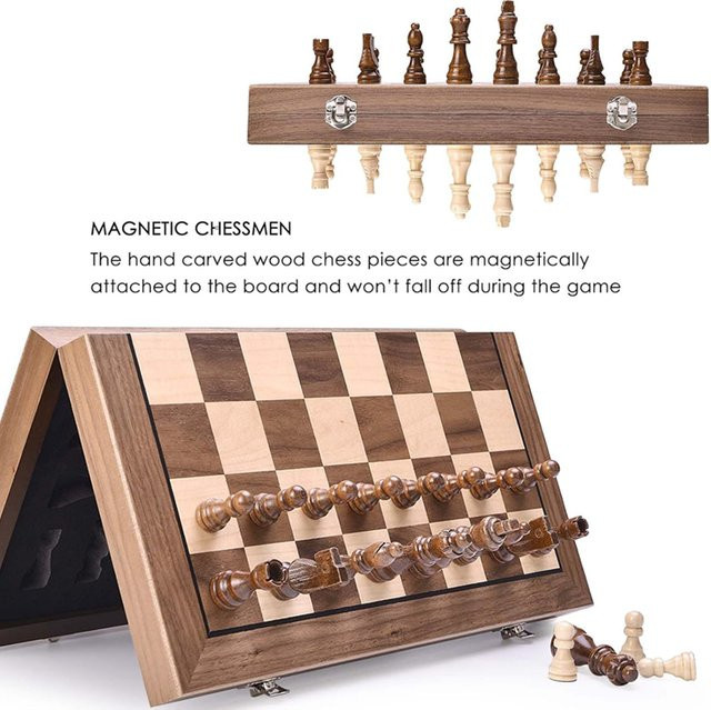 Yernea Schach, Schachbrettspiel, Holz, Natur / Holzfarben - Bild 1