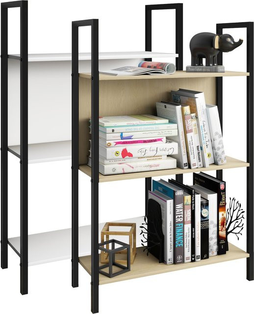 VCM Bücherregal Flakos 3 im Industrial Design aus Holz und Metall - Bild 1