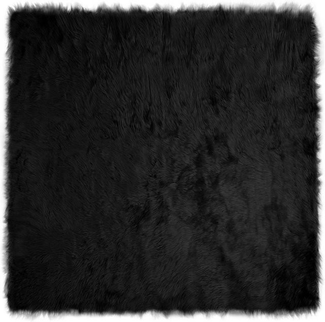 vidaXL Kunstschaffell Teppich Tafalla Schwarz quadratisch B/T: 160 x 160 cm aus Polyester - Bild 1
