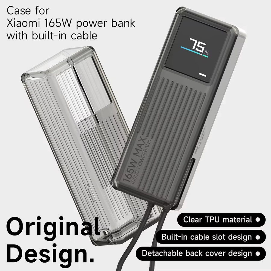 SIKAI Silikon-Schutzhülle für Xiaomi 165W Powerbank 10000mAh PB1165MI in Transparent oder Schwarz - Bild 3
