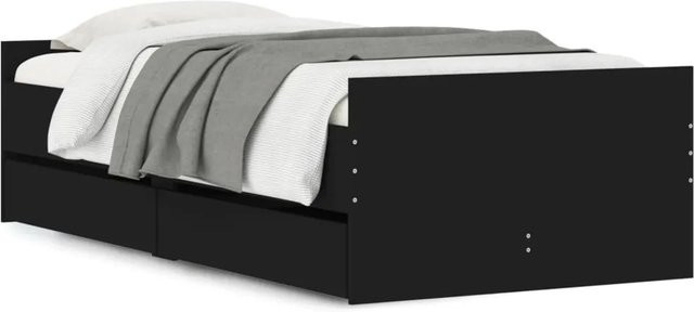 vidaXL Bettrahmen mit Schubladen in Schwarz, Modernes Design aus Holzwerkstoff, B: 75 cm, L: 190 cm - Bild 1
