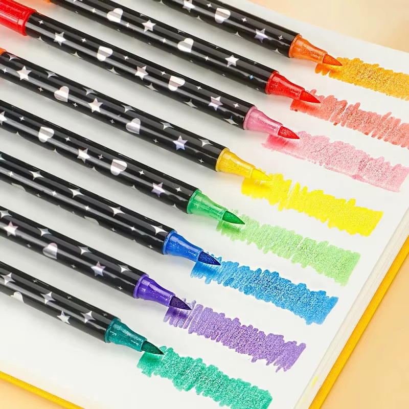 Kawaii Glitzer Dual Tip Marker Set mit Aquarell Pinsel Stiften in Multicolour für Schulkunstbedarf - Bild 2