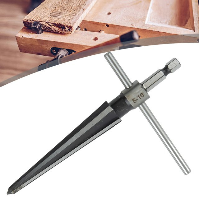 Vibratite Konische Handreibahle mit T-Griff für Holz, Metall und Kunststoff, Silber, 5-16mm - Bild 1