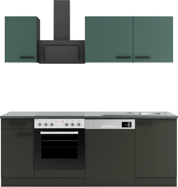 OPTIFIT Küchenzeile Verona405/Madrid420 in Steingrün und Anthrazit, Breite: 210 cm - Bild 1