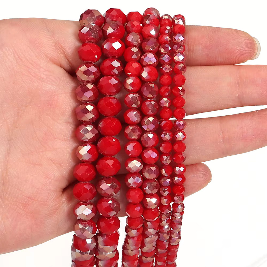 louleur Kristallperlen Rondelle, rot AB Glas, 4/6/8 mm, Unisex - Bild 3