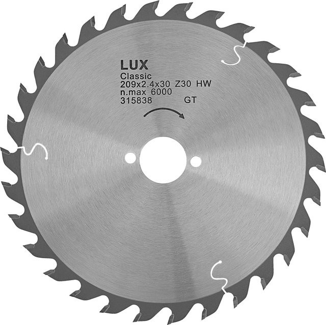 LUX-TOOLS HM-Kappsägeblatt für Holz, Ø 209 mm, 30 Zähne, Carbide Tipped, Silber - Bild 1