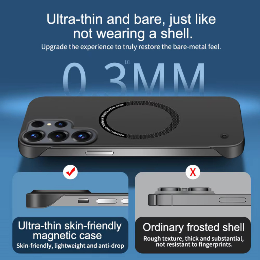 ForMagsafe magnetische Handyhülle für Samsung Galaxy S26 S25 S24 FE Plus Ultra und A55, rahmenlos, mattiert und rutschfest, in Schwarz oder Gelb - Bild 3
