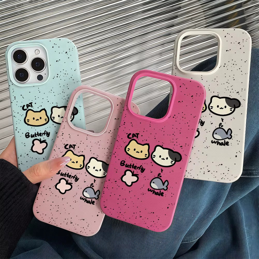 AKABEILA Leder-Silikon-Handyhülle mit Cartoon-Aufdruck für iPhone, stoßfeste Schutzhülle in Grün und Multicolour - Bild 5