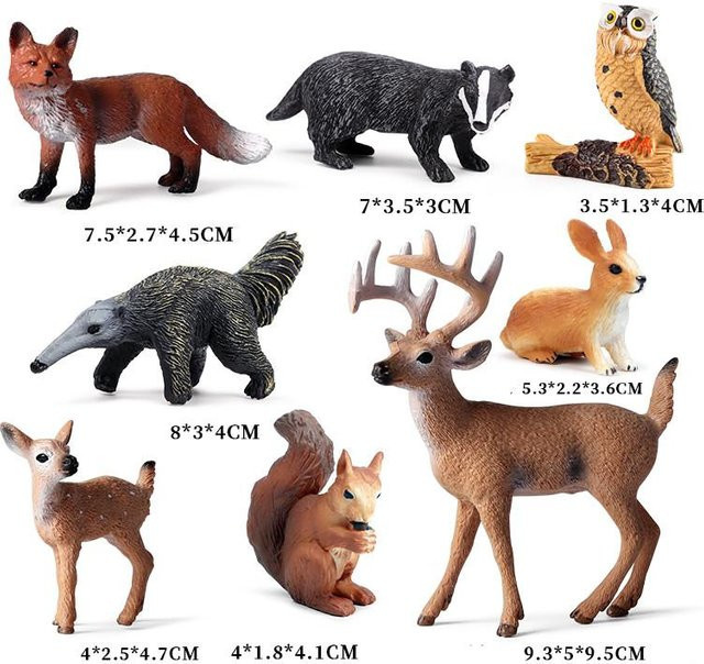 Oenux Wildtiere Wald Actionfiguren 8-teiliges Set ab 3-6 Jahren - Bild 1
