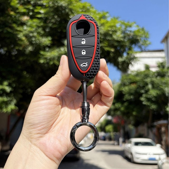Silikon-Schlüsselhülle für Alfa Romeo Mito Giulietta 159 GTA 147 156 166 GTO Klappschlüssel in Schwarz - Bild 1