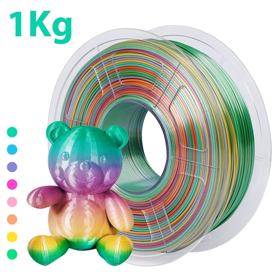 3D Maliang PLA Seide Regenbogen Filament 1,75mm Multicolour für FDM 3D-Drucker, 4 x 250g - Bild 2
