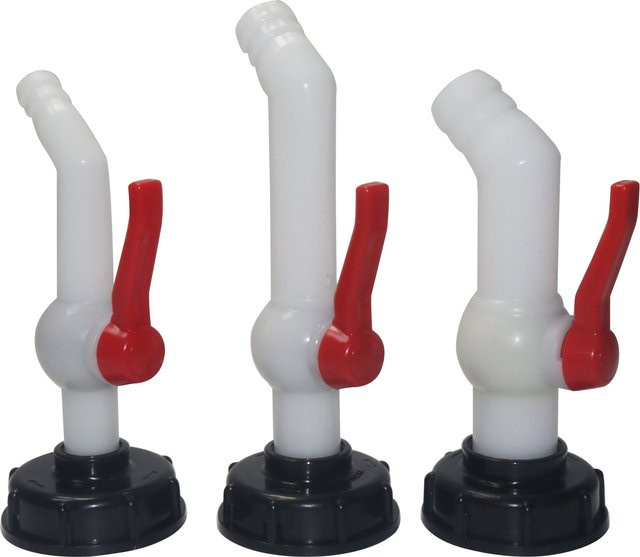 Schrägmundhahn IBC Wassertank Adapter Set für Gartenbewässerung mit 3/4 Zoll Anschluss in Weiß - Bild 1