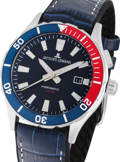 Jacques Lemans Herrenuhr, Quarz, Edelstahl, Blau, 43 mm, 10 ATM - Bild 1