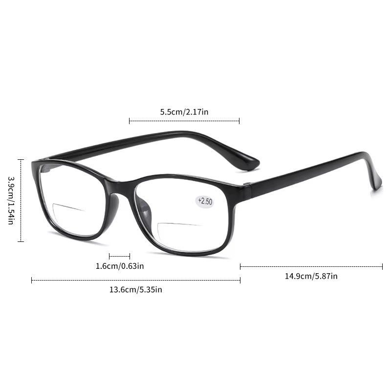 MDOD Lesebrille, Vollrand, rechteckig, Kunststoff, schwarz, Unisex - Bild 2