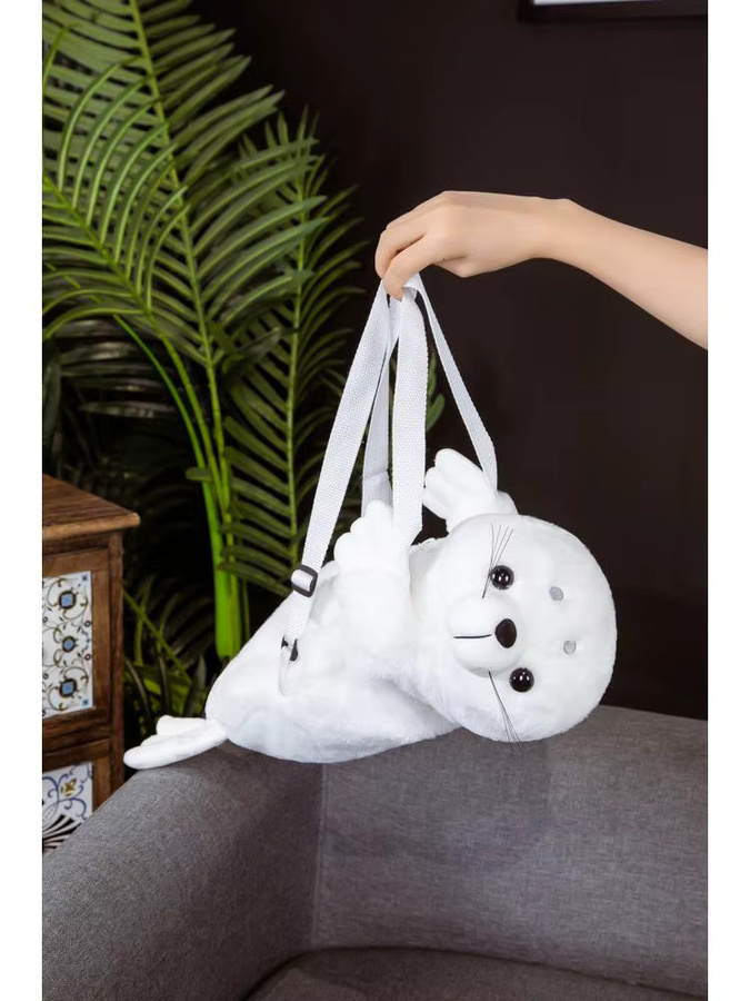 pangcangshu Liegendes Siegel Rucksack, Plüschtier, 50 cm, Weiß - Bild 7