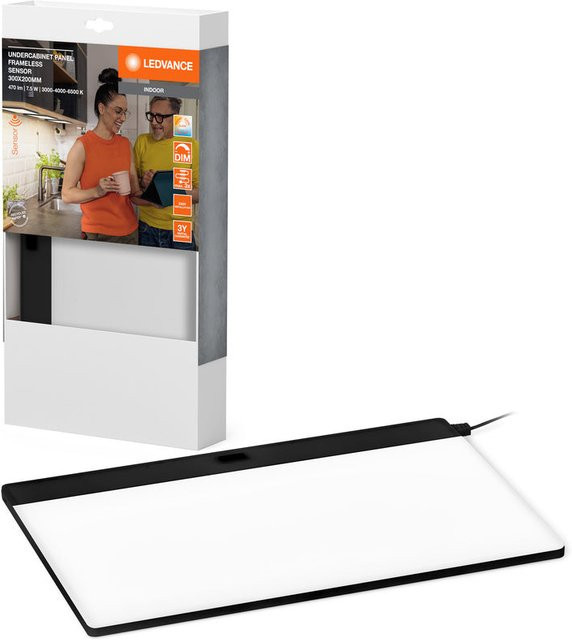 LEDVANCE Unterschrankpaneel Schwarz, rahmenlos, CCT dimmbar, B/H: 30 x 20 cm, 7,5 W, 450 lm, IP20 - Bild 1